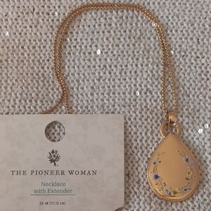 The Pioneer Woman Gold Necklace with Blue Floral Accents